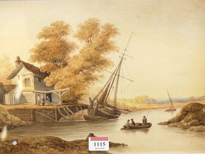 Lot 1115 - George Hardy - Canal scene with barges,...