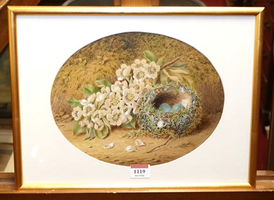 Lot 1119 - E. Walter - Still life with flowers and birds...