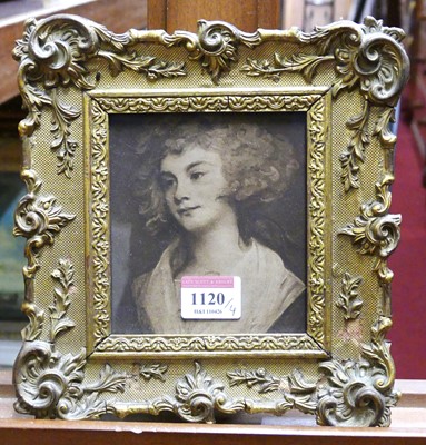 Lot 1120 - An oak framed small Pear's print; a gilt...