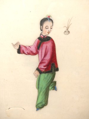 Lot 1121 - A set of seven Chinese figure studies on rice...