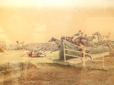 Lot 1127 - A circa 1900 oak framed steeplechase print, 55...