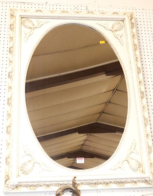 Lot 1134 - A white painted composition framed oval wall...