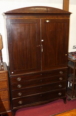 Lot 1151 - A 19th century mahogany linen press, the upper...