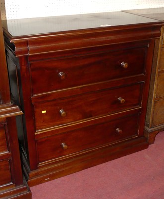Lot 1157 - A contemporary cherrywood chest of three long...