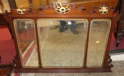 Lot 1166 - An Edwardian mahogany fret cut triptych over...