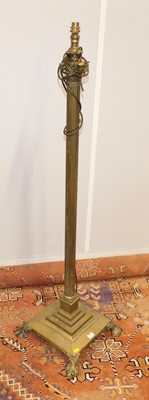 Lot 1187 - A brass corinthian column standard lamp with...