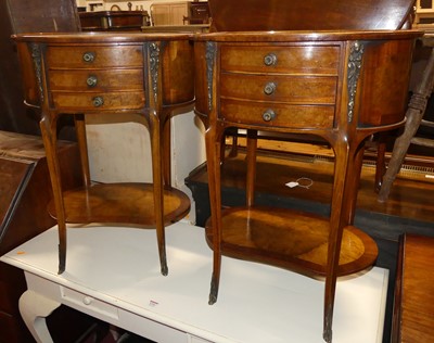 Lot 1215 - A pair of French burr walnut and crossbanded...