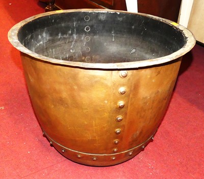 Lot 1217 - A circa 1900 copper riveted log bucket, dia.50....
