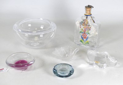 Lot 191 - A Rune Strand hand-painted glass bottle,...