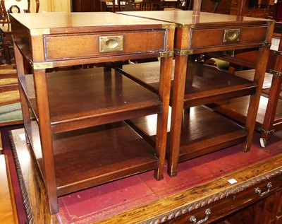 Lot 1239 - A pair of contemporary mahogany and brass...