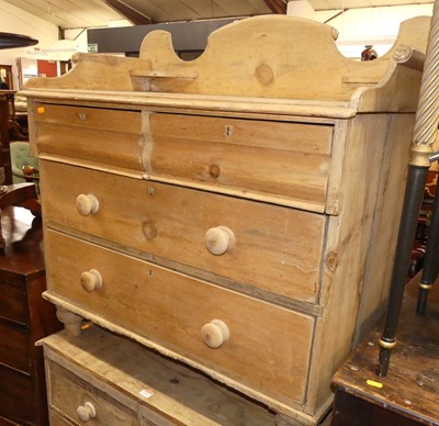 Lot 1244 - A Victorian rustic pine chest of two short...