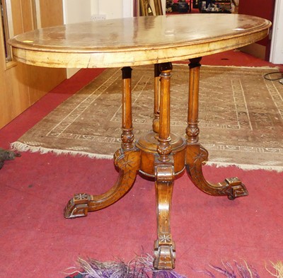 Lot 1277 - A mid-Victorian walnut and burr walnut oval...