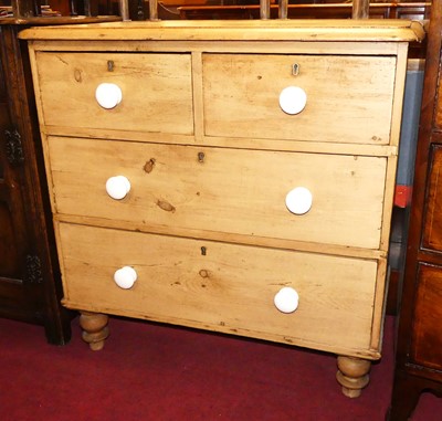 Lot 1265 - A mid-Victorian pine round cornered chest of...