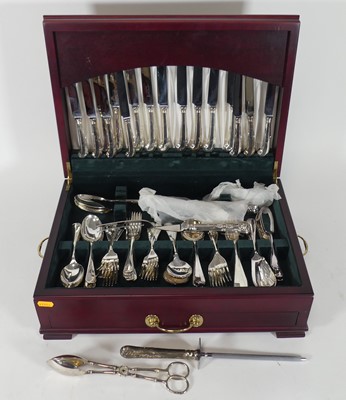 Lot 212 - A canteen of silver-plated cutlery, in the...