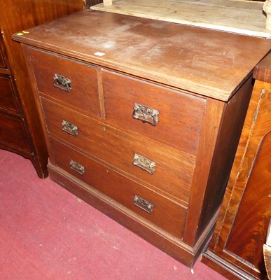 Lot 1269 - A circa 1900 oak squarefront chest of two...