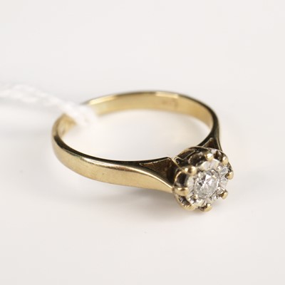 Lot 287 - A 9ct gold diamond solitaire ring, the...