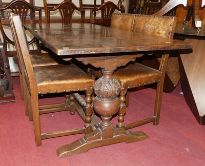Lot 1288 - A joined oak dining suite in the Cromwellian...
