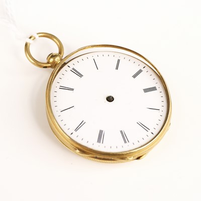 Lot 323 - A French engine turned yellow pocket watch,...