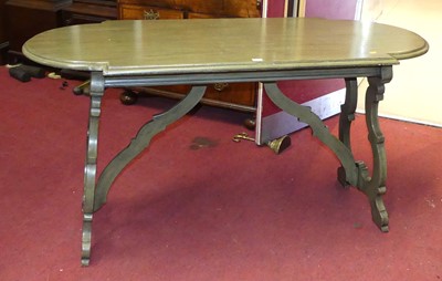 Lot 1317 - A Spanish olive green painted hall table,...