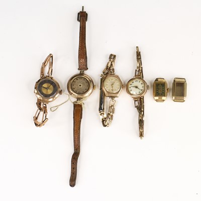 Lot 350 - Five various vintage lady's 9ct gold cased...
