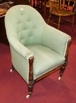 Lot 1324 - A mid-Victorian rosewood framed and later...