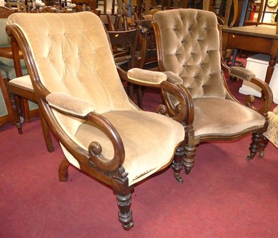 Lot 1331 - Two similar mid-Victorian mahogany framed...