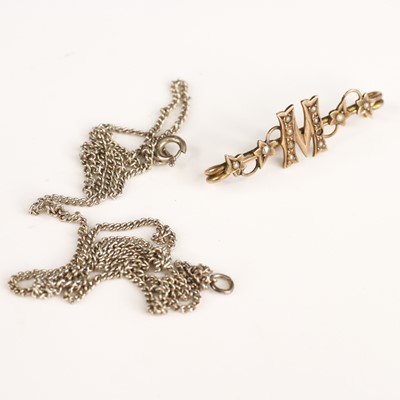 Lot 325 - A Victorian 9ct gold and seed pearl set safety...