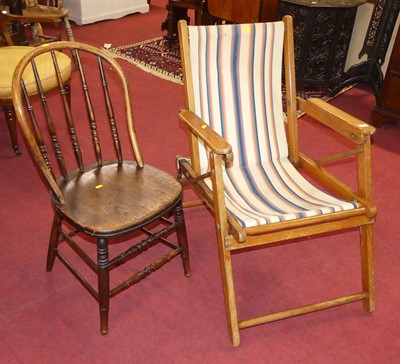 Lot 1347 - A beech folding picnic chair, together with an...
