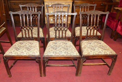 Lot 1352 - A set of six 19th century mahogany Chippendale...