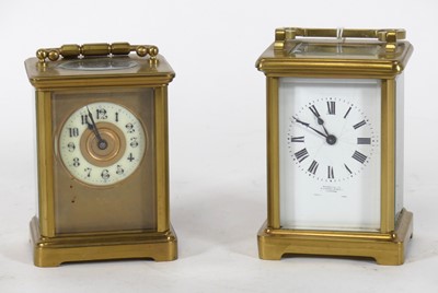 Lot 405 - A late 19th century gilt brass carriage clock,...