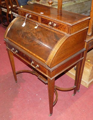 Lot 1364 - An Edwardian mahogany, flame mahogany and...