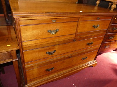 Lot 1369 - A circa 1900 walnut square front chest of two...