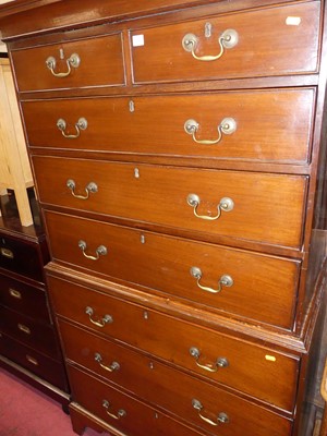 Lot 1388 - An early 19th century mahogany chest on chest,...