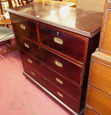 Lot 1390 - A mahogany and brass mounted campaign style...