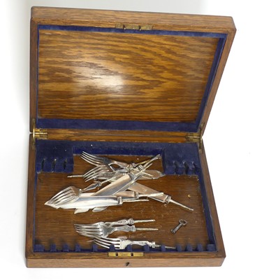 Lot 240 - A set of six George VI silver fish cutlery...