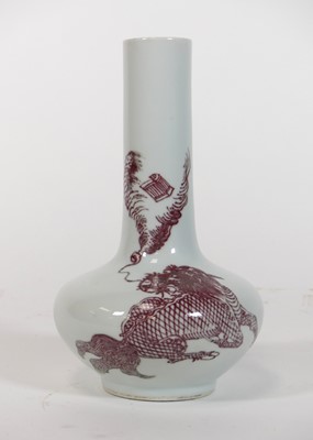 Lot 169 - A Chinese porcelain vase, red underglaze...