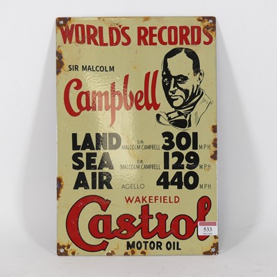 Lot 533 - A reproduction enamel Castrol advertising sign,...