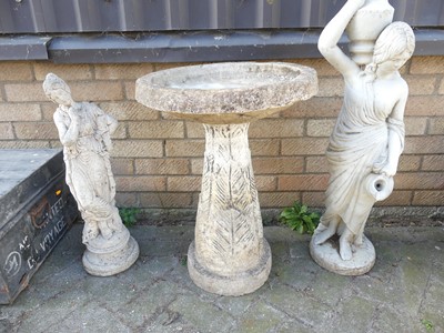 Lot 1422 - A reconstituted stone birdbath, dia. 47cm,...