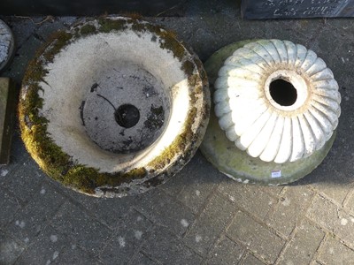 Lot 1424 - A pair of reconstituted stone urn planters,...