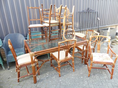 Lot 1428 - A stained bamboo conservatory suite,...