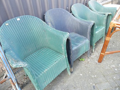 Lot 1429 - Four painted Lloyd Loom wicker conservatory...