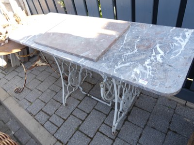 Lot 1436 - A marble topped garden potting-up table,...