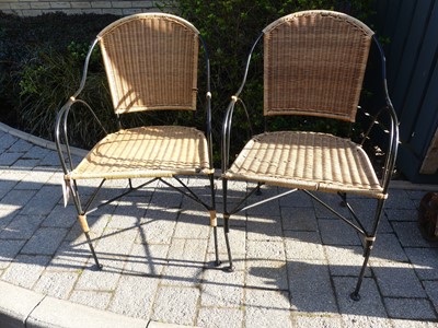 Lot 1440 - A pair of contemporary black painted wired...