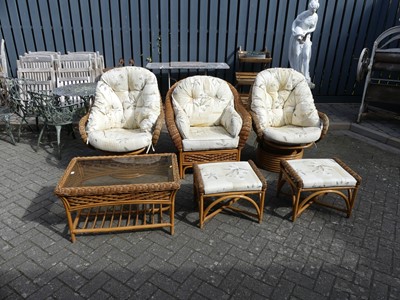Lot 738 - A contemporary bamboo and wicker conservatory...