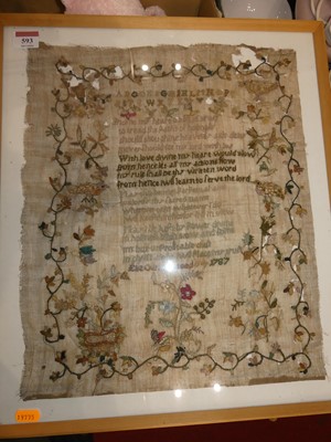 Lot 459a - A George III verse and pictorial needlework...