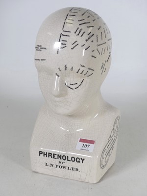 Lot 107 - A reproduction ceramic phrenology bust, height...