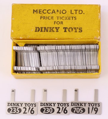 Lot 653 - Dinky Toys (Meccano Ltd) metal price tickets,...