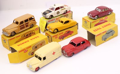 Lot 714 - Dinky group of six to include a no.195 Jaguar...