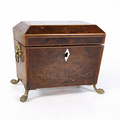 Lot 71 - An early 19th century burr yew tea caddy, of...