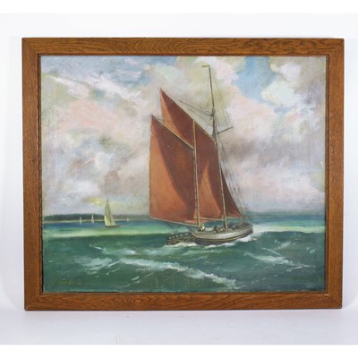 Lot 424 - James H Govier (1910-1974) Sailing boat on the...
